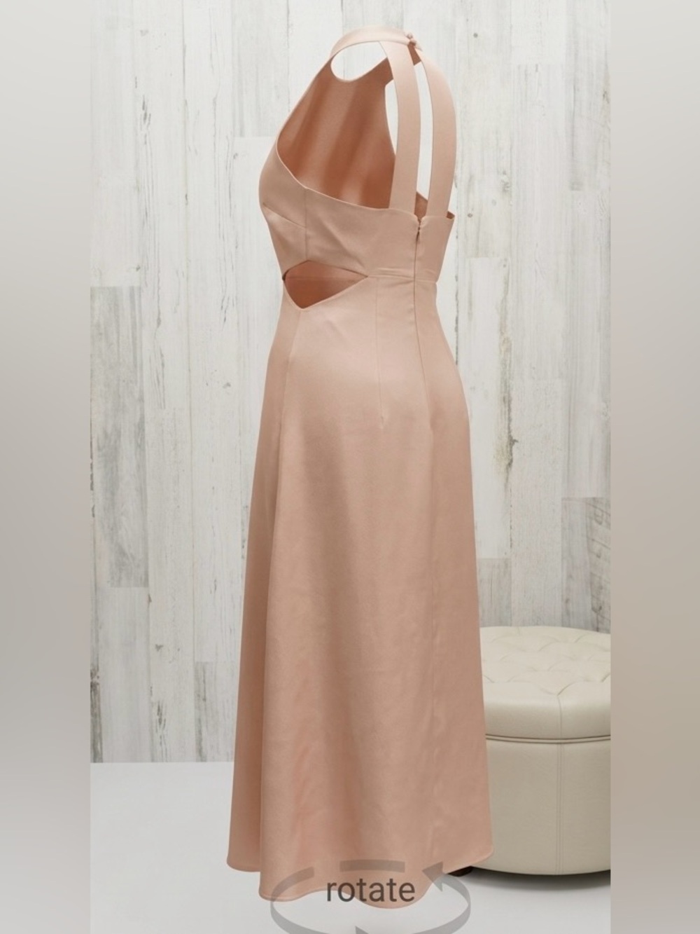 Express Blush Pink Cutout Midi Dress Size S Satin Halter Neck Formal Elegant
